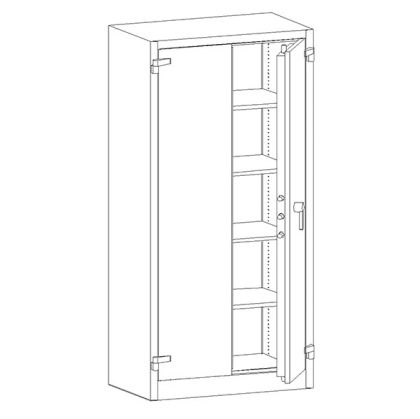Огнеупорен метален шкаф Malow Office Locker SAM W2A С четири рафта, 95x55x195 cm