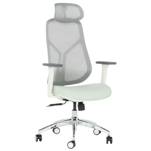Ергономичен стол Carmen 7901 W еко кожа - сив-светлозелен