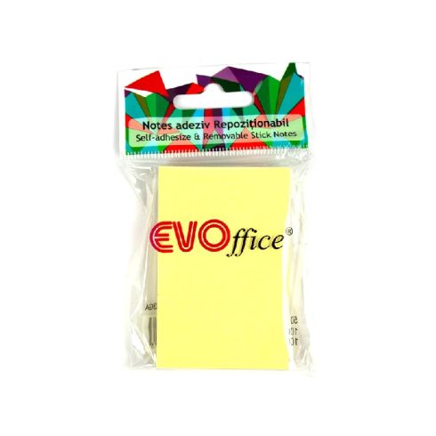 Самозалепващи листчета EVOffice 50x75 mm, 100 л. Жълти