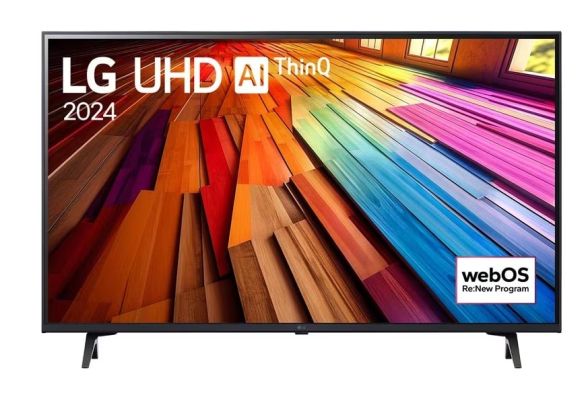 Телевизор LG 43UT80003LA, 43" 4K UltraHD TV 4K (3840 x 2160), DVB-T2/C/S2, webOS 24 Smart TV, ThinQ AI, Alpha 5 AI 4K Gen7, WiFi, HDR10 pro, HLG, ALLM/HGiG, AI Upscaling, AI Sound(Virtual 9.1.2 Up-mix), AirPlay, Quick Card, HDMI eARC, CI, LAN, USB, Blueto