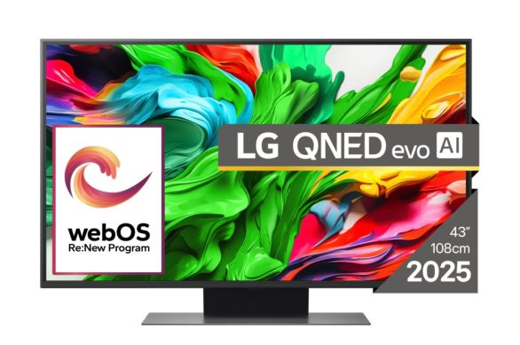 Телевизор LG 43QNED86A3C, 43" 4K QNED HDR Smart TV, 3840x2160, 60Hz Native (VRR 144Hz), DVB-T2/C/S2, Alpha 7 AI Processor, HDR 10 PRO, webOS 25 ThinQ, 4K Upscaling, WiFi 5, Dolby Vision, Bluetooth 5.1, AirPlay 2, LAN, CI, HDMI, SPDIF, Stand 