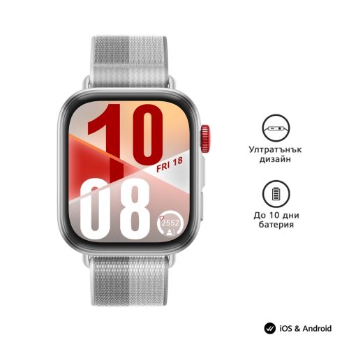 Часовник Huawei Watch Fit 4, Seiya-B19F, Gray + Huawei FreeBuds SE 2