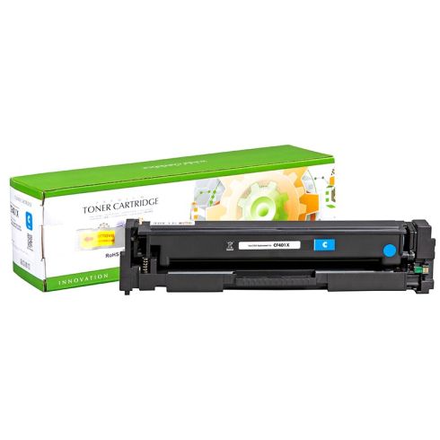 Тонер касета универсална Static Control Cyan HP no. 201X CF401X CRG-045HC SUPER PREMIUM Съвместим консуматив, голям капацитет 2 300 стр.