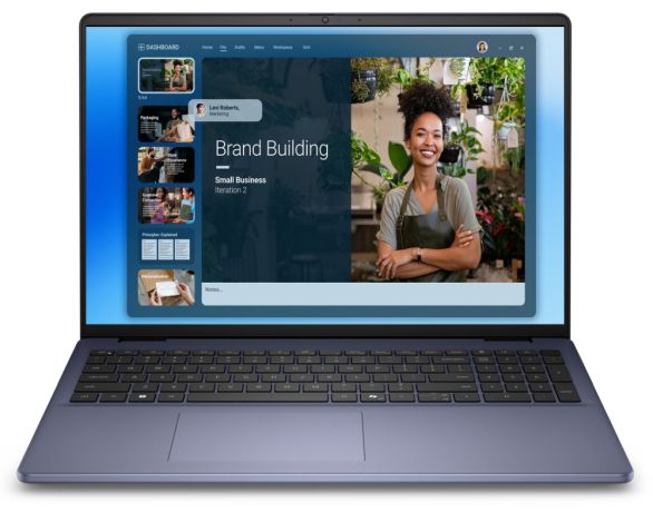 Лаптоп Dell 16 DC16251, Intel Core 5 120U (10 cores, up to 5.0 GHz), 16.0" FHD+(1920x1200) AG, 300nits, 16GB, 2x8GB, DDR5, 5200 MT/s, 512GB M.2 PCIe, Intel Graphics, Cam, FPR, Wi-Fi 6E, Backlit Kb, Ubuntu, Midnight Blue, Aluminium,3Y PS
