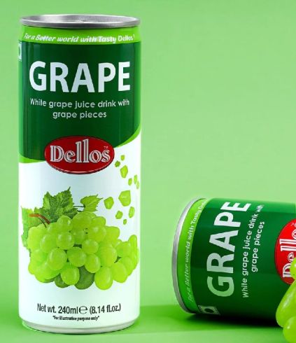 Безалкохолна напитка Dellos Бяло Грозде с парченца плод, 240 ml кен