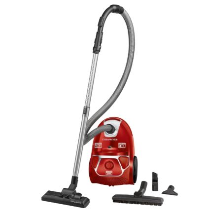 Прахосмукачка Rowenta RO3953EA, Compact Power parquet ACAA, 75db, H+ bag, SPA upgrade suction head, TTM + XL with brush, parquet + crevice tool 2 in 1 + upholstery nozzle, color red