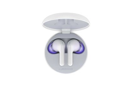 Слушалки LG HBS-FN6 MERIDIAN, LG TONE Free Wireless Earbuds, UVC, UV nano 99.9%, IPX4 Rated for Sweat and Rain, Mood Lingting, Bluetooth, White