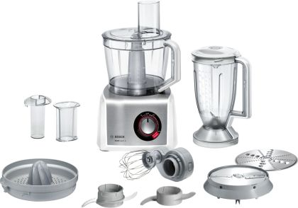 Кухненски робот BOSCH MC812S820, Food processor, MultiTalent 8, 1250 W, add.Tritan blender, Citrus press, Dough Tool, Whisk, White - Brushed stainless steel