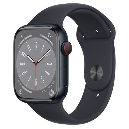 Часовник Apple Watch Series 8 GPS + Cellular 45mm Midnight Aluminium Case with Midnight Sport Band - Regular
