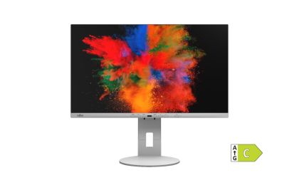 Монитор Fujitsu DISPLAY P2410 TE Wide 24", LED, PL, IPS, 5ms, 1000:1,250cd/m2, 1920x1200 16:10, DP (Daisy Chain), DP, HDMI, 4xUSB, USB-C, LAN, 6-in-1 stand,Sp.2x2W, Heig adj.150mm, Rot.90°,Tilt, Sw.angle 345°, Marble grey+Fujitsu Wireless KB Mouse Set LX4