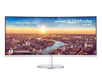 Монитор Samsung LC34J791, 34" CURVED VA, 1500R, 100Hz, 4 ms GTG, 21:9 3440x1440, 300cd/m2, DP, HDMI, USB 3.0 HUB, Thunderbolt 3, Stereo Spk, Headphone, White Gray
