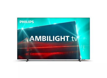 Телевизор Philips 55OLED718/12, 55" UHD 4K OLED 120Hz Ultra-low lag, 3840x2160, DVB-T/T2/T2-HD/C/S/S2, Ambilight, Google TV, 16GB, BT 5.0, HDMI 2.1, VRR, USB, Cl+, 802.11ac, Lan, G-Sync, Free Sync, 40W RMS+Logitech Wireless Touch Keyboard K400 Plus Black