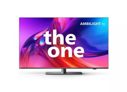 Телевизор Philips 55PUS8818/12, 55" THE ONE, UHD 4K LED, 120 Hz, 3840x2160, DVB-T/T2/T2-HD/C/S/S2, Google TV, Quad Core with Al, Swivel stand, 90% DCI/P3, 16GB, VRR FreeSync, BT5.0, HDMI 2.1, 2xUSB, Cl+, 802.11ac, Lan, 40W+Logitech Wireless Touch Keyboard