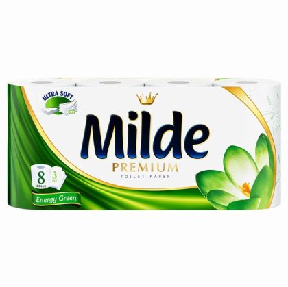 Тоалетна хартия Milde 100% целулоза, трипластова 8 бр. Energy Green