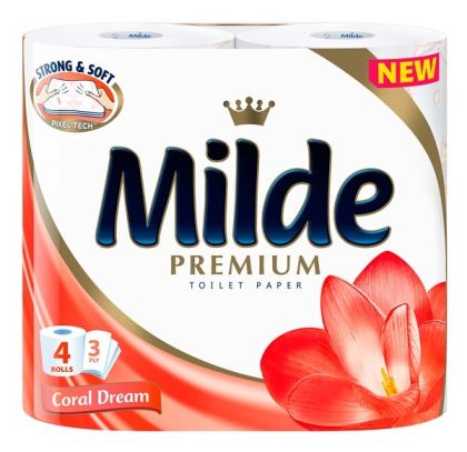 Тоалетна хартия Milde 100% целулоза, трипластова 4 бр. Coral Dream