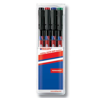 Комплект универсални перманентни OHP маркери Edding 142 М 1.0 mm 4 цвята
