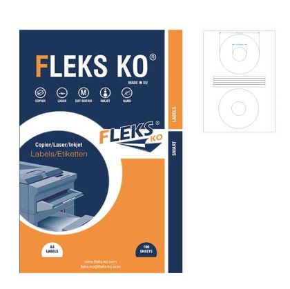 Етикети Fleks KoБели, за CD/DVD, Ф117x41 mm A4, 100 л. 2 етик./лист
