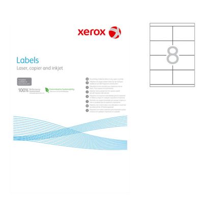 Етикети XeroxБели, прави ъгли, 105x71 mm A4 100 л. 8 етик./лист