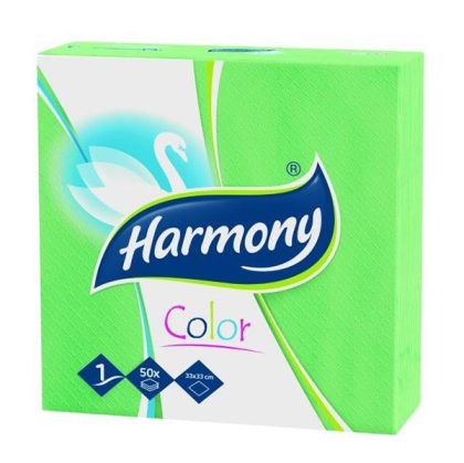 Салфетки Harmony Color100% целулоза, еднопластови 33x33 cm, 50 бр. Зелени