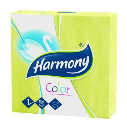Салфетки Harmony Color100% целулоза, еднопластови 33x33 cm, 50 бр. Жълти