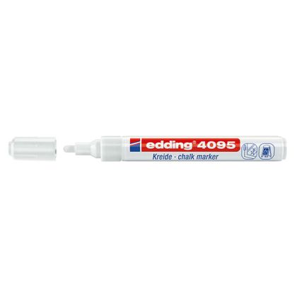 Тебеширен маркер за стъкло, бели и черни дъски Edding 4095 Объл връх 2-3 mm Бял