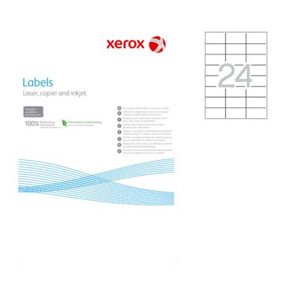 Етикети Xerox Бели, прави ъгли, 70x37 mm А4 100 л. 24 етик./лист