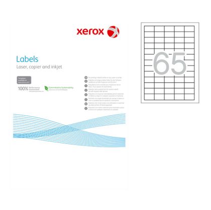 Етикети Xerox Бели, обли ъгли, 38.1х21.2 mm A4 100 л. 65 етик./лист