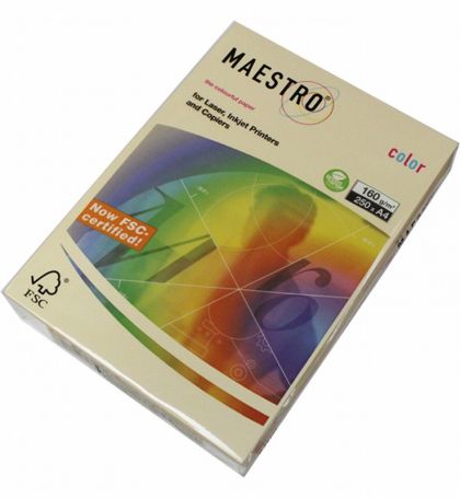 Цветен картон Maestro Color Крем, А4, 250 л. 160 g/m2