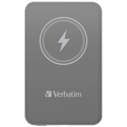 Външна батерия Verbatim MCP-5GY Power Pack 5000 mAh with UBS-C® PD 20W / Magnetic Wireless Charging 15W Grey