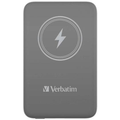 Външна батерия Verbatim MCP-10GY Power Pack 10000 mAh with UBS-C® PD 20W / Magnetic Wireless Charging 15W Grey