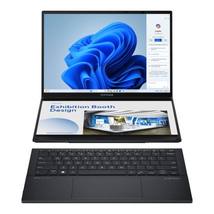 Лаптоп Asus ZenBook Duo 14 UX8406CA-PZ042X, Screen Pad Plus, INTEL ARL H Core Ultra 9 14" OLED, WQXGA+ ( 2880X1800 ) 16:10Touch, 32GB, 2TB SSD, Soft Keyboard, Windows 11 Pro,Gray, BackpackSleeve