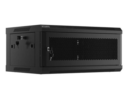Комуникационен шкаф Lanberg rack cabinet 19" wall-mount 4U/600x450 with perforated door black (flat pack)