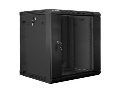Комуникационен шкаф Lanberg rack cabinet 19" double-section wall-mount 12U / 600x600 for self-assembly (flat pack), black