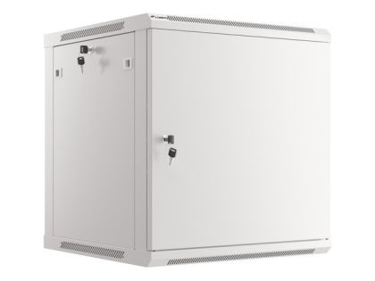 Комуникационен шкаф Lanberg rack cabinet 19" wall-mount 12U/600x600 for self-assembly with metal door grey (flat pack)