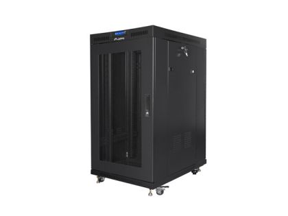 Комуникационен шкаф Lanberg rack cabinet 19" free-standing 22U/800x1000 (flat pack) with mesh door lcd black v2