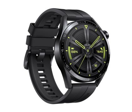 Часовник Huawei Watch GT 3 46mm, Active Jupiter-B19S, 1.43", Amoled, 466x466, PPI 326, 4GB, Bluetooth 5.2 supports BLE/BR/EDR, 5ATM, NFC, GPS, Battery 455 maAh, Black Fluoroelastomer Strap