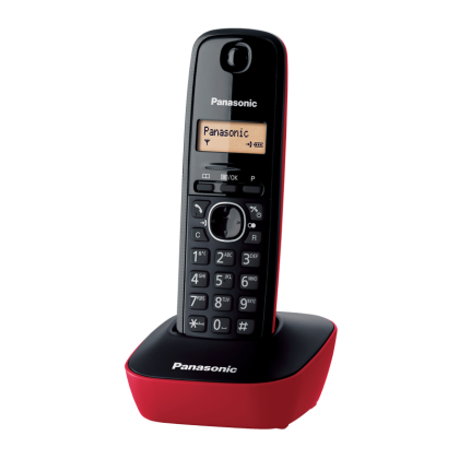 Безжичен DECT телефон Panasonic KX-TG1611 - червен