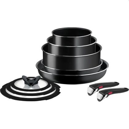 Комплект тигани и тенджери Tefal L1539053 Easy Cook & Clean 10pcs set : FP24/28 + SCP 16/20 with lids + sautepan 24 with lid  + 2 handles