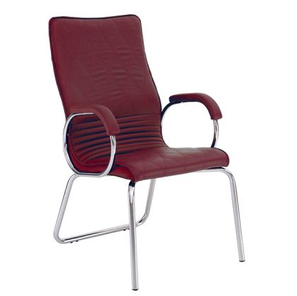 Стол Allegro Steel CF LB Посетителски, Естествена кожа, Бордо