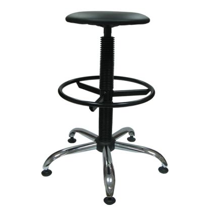 Стол Lift Chrome Ring Base Работен, Изкуствена кожа, Черен