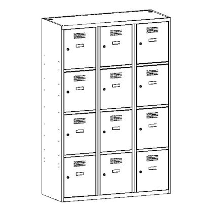 Метален гардероб Malow Wardrobe Locker SUS434W С 12 отделения, 120x50x180 cm Сив