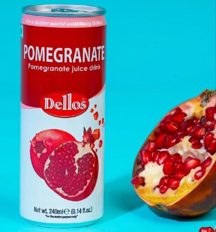 Безалкохолна напитка Dellos Нар с парченца плод, 240 ml кен