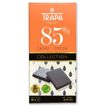Шоколад Trapa, 85% какао, веган, без глутен, 85гр.