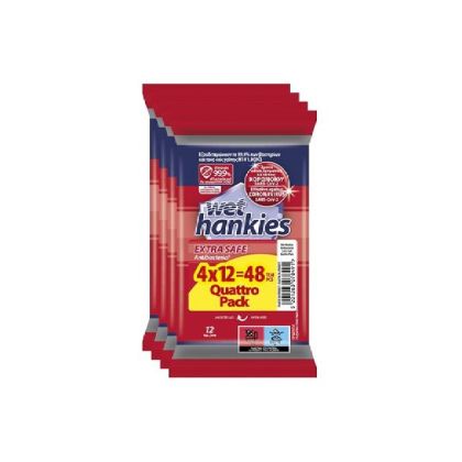 Мокри кърпи Wet Hankies Почистващи и ароматизиращи, 4x12 бр. в плик