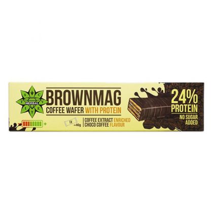 BrownMag протеинова вафла, обогатена с кафе 40 гр. - 24% протеин, без захар