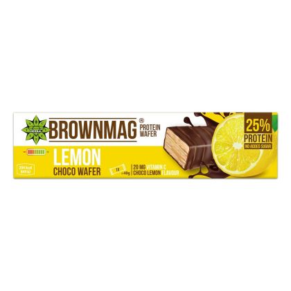 BrownMag протеинова вафла с лимон 40 гр. - 25% протеин, 20 мг. Витамин C, без захар