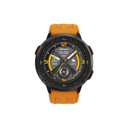Часовник HiFuture MIX3 Orange, 1.43" AMOLED, 466*466, Powered by Dual Core & Syntra AI, Bluetooth Call, 3ATM Waterproof, Compass & Altimeter, 24/7 True Heart Rate & Blood Oxygen Sensor, Up to 10 days daily use