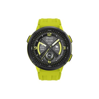 Часовник HiFuture MIX3 Fluorescent Yellow, 1.43" AMOLED, 466*466, Powered by Dual Core & Syntra AI, Bluetooth Call, 3ATM Waterproof, Compass & Altimeter, 24/7 True Heart Rate & Blood Oxygen Sensor, Up to 10 days daily use