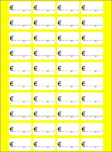 Етикети за цени EURO 28х16 mm 20 л. х 40 етикета Бели