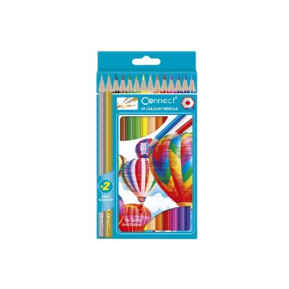 Цветни моливи Connect Шестоъгълни, 12+2 цвята